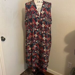 Lularoe Aztec Southwestern Sleeveless Open Style Kimono Boho Festival Modern